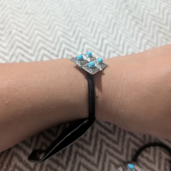 Silver and Turquoise Hair Ties / Hair Jewelry - Picture 2 of 6